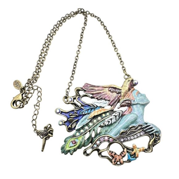 Kirks Folly Womens Necklace Josephine Wall Spirit of Flight Crystal Bronze - Picture 2 of 5